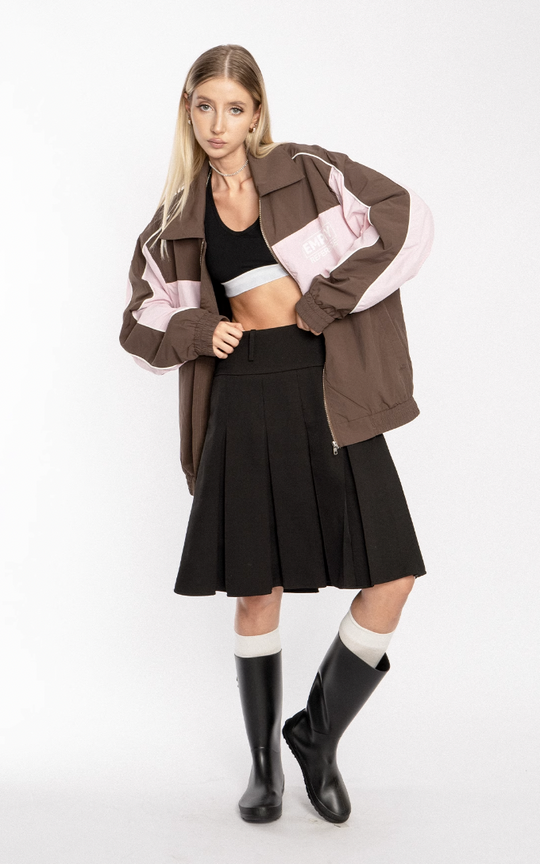 EMPTY REFERENCE Pink & Brown Patchwork Sports Jacket