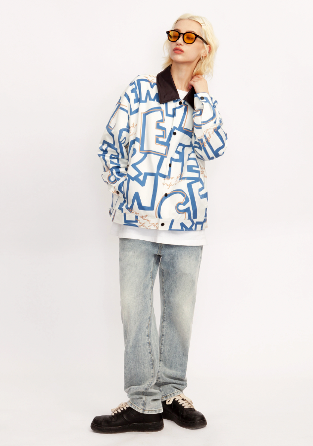 EMPTY REFERENCE Klein Blue Poster Logo Jacket