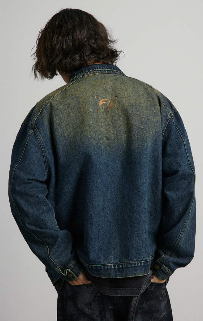 ANTIDOTE Washed & Banged Studs Spray Monkey Denim Jacket
