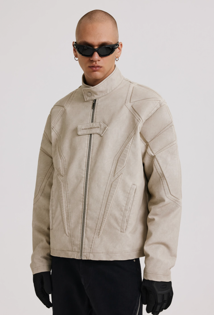 ANTIDOTE Washed Surge Embroidered Leather Jacket