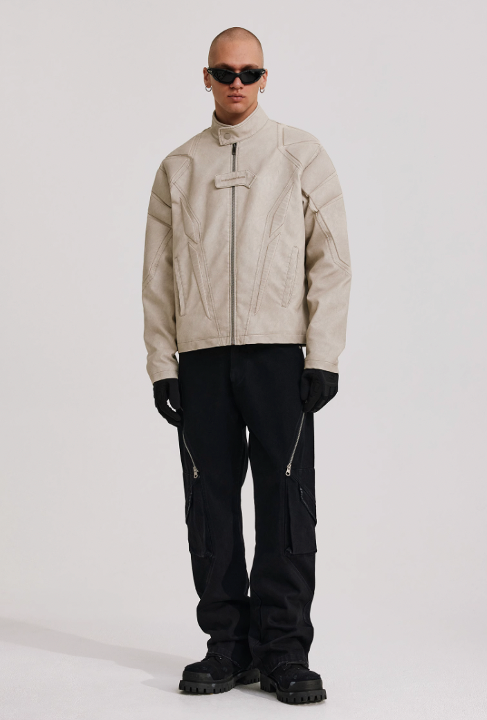 ANTIDOTE Washed Surge Embroidered Leather Jacket