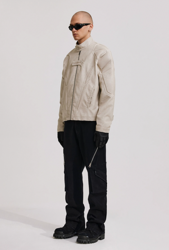 ANTIDOTE Washed Surge Embroidered Leather Jacket