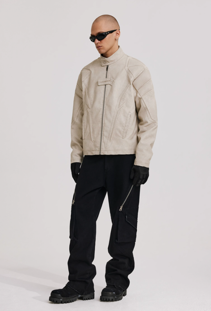 ANTIDOTE Washed Surge Embroidered Leather Jacket