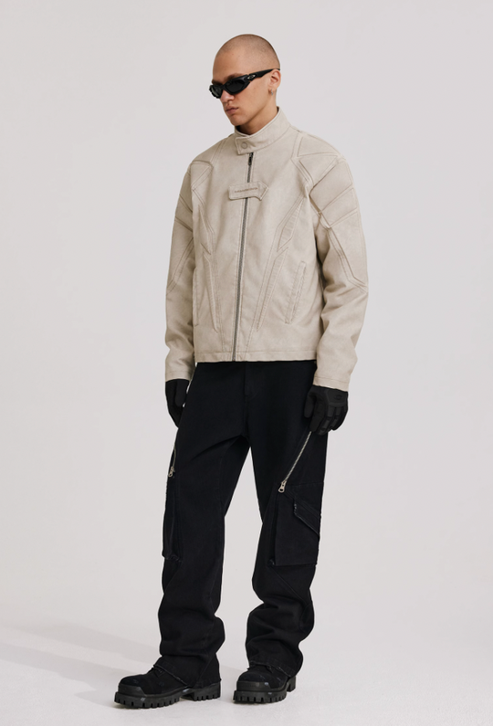 ANTIDOTE Washed Surge Embroidered Leather Jacket