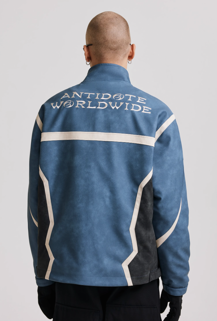 ANTIDOTE Embroidered Washed Leather Biker Jacket