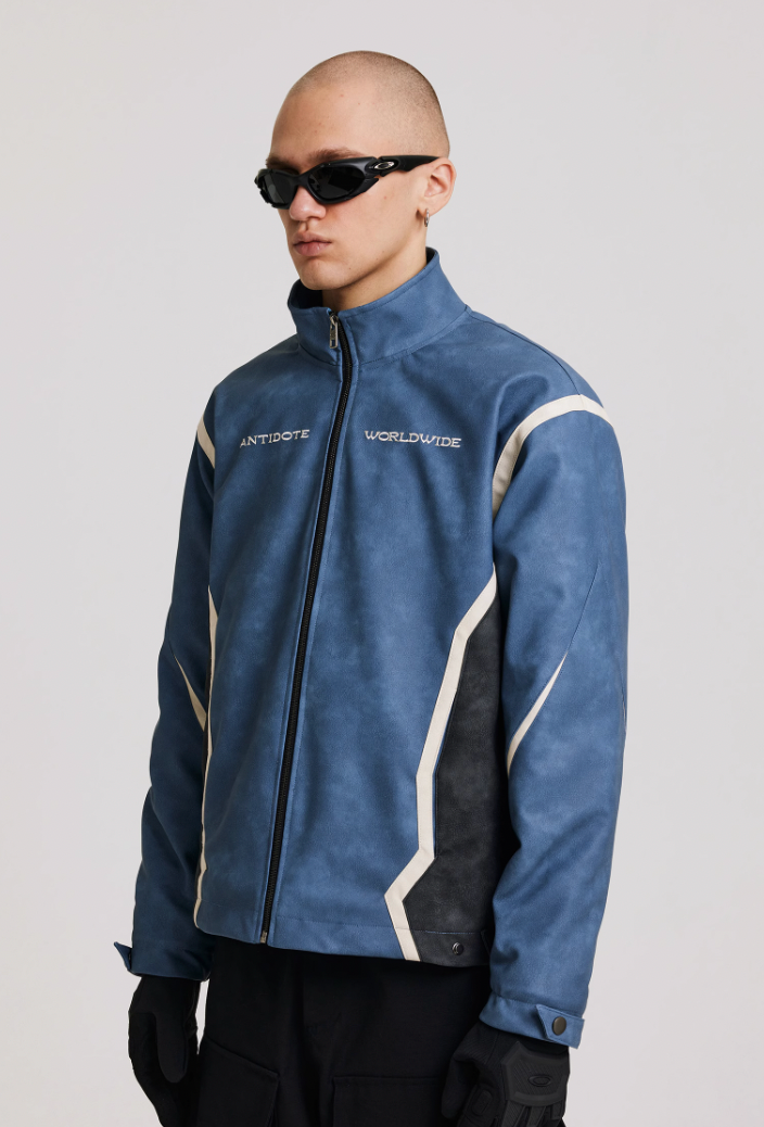 ANTIDOTE Embroidered Washed Leather Biker Jacket