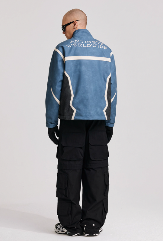 ANTIDOTE Embroidered Washed Leather Biker Jacket