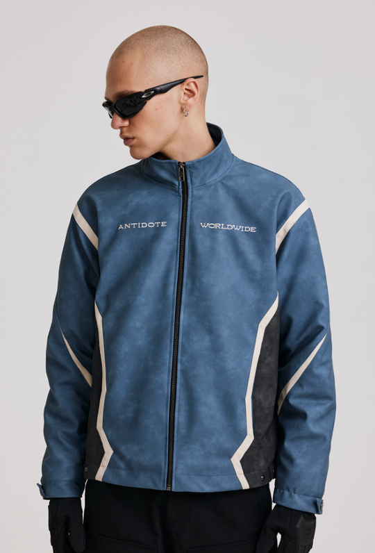 ANTIDOTE Embroidered Washed Leather Biker Jacket