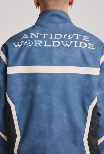 ANTIDOTE Embroidered Washed Leather Biker Jacket