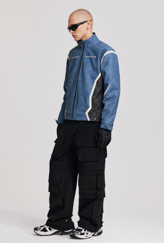 ANTIDOTE Embroidered Washed Leather Biker Jacket