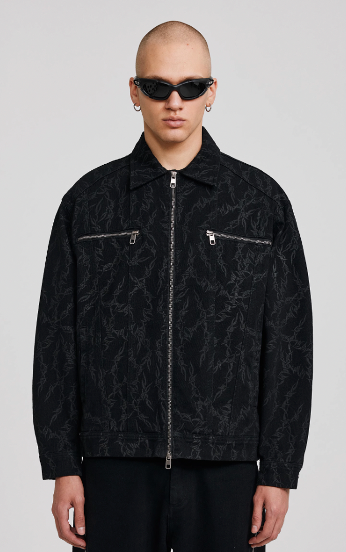ANTIDOTE Embroidered Thorn Denim Jacket