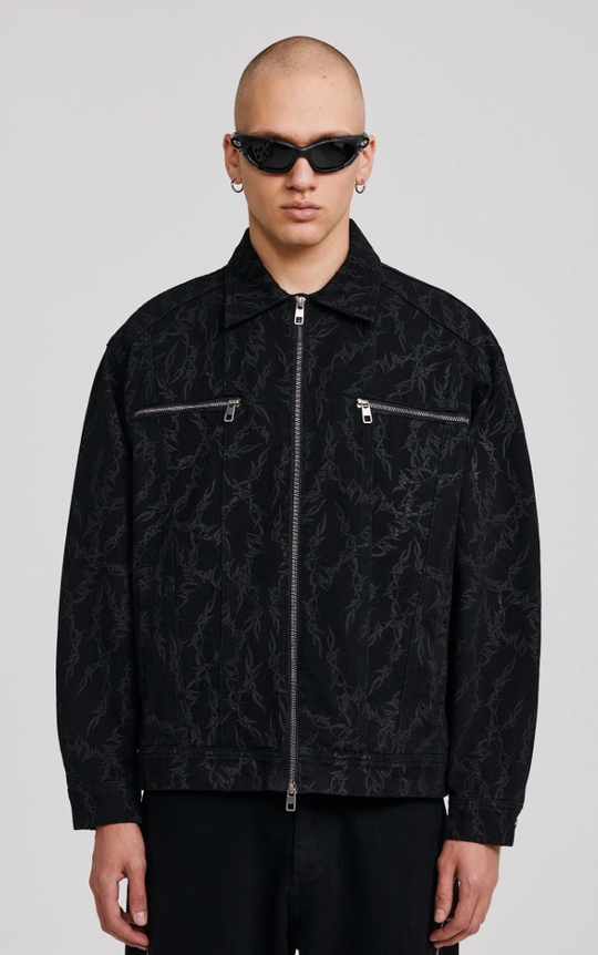 ANTIDOTE Embroidered Thorn Denim Jacket