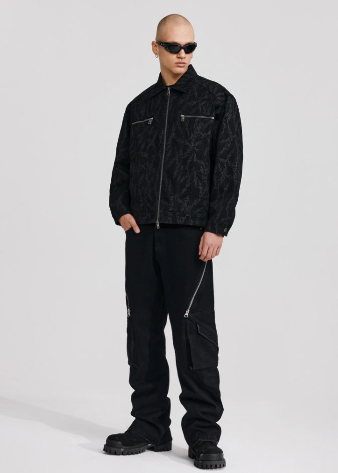 ANTIDOTE Embroidered Thorn Denim Jacket