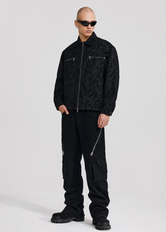 ANTIDOTE Embroidered Thorn Denim Jacket