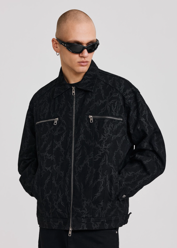 ANTIDOTE Embroidered Thorn Denim Jacket