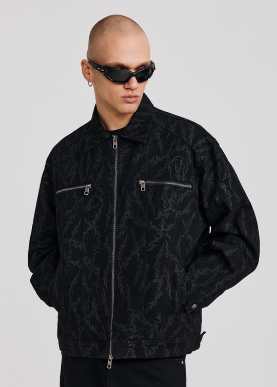 ANTIDOTE Embroidered Thorn Denim Jacket