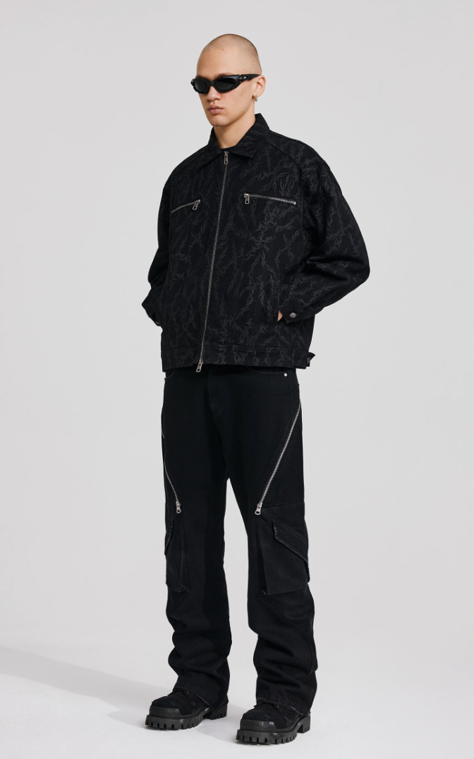 ANTIDOTE Embroidered Thorn Denim Jacket