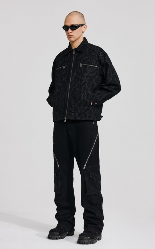 ANTIDOTE Embroidered Thorn Denim Jacket