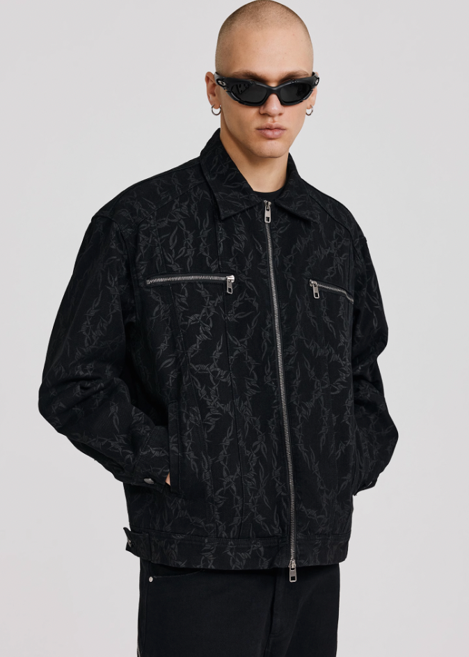 ANTIDOTE Embroidered Thorn Denim Jacket