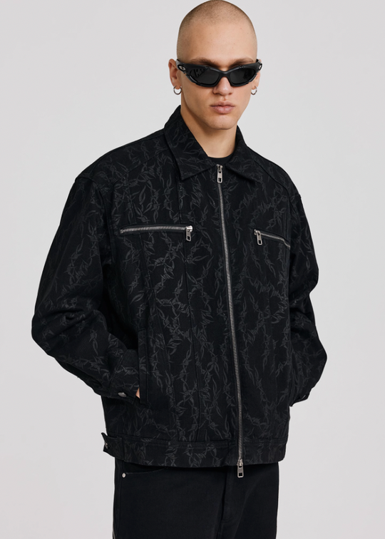 ANTIDOTE Embroidered Thorn Denim Jacket