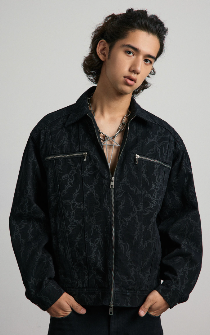 ANTIDOTE Embroidered Thorn Denim Jacket