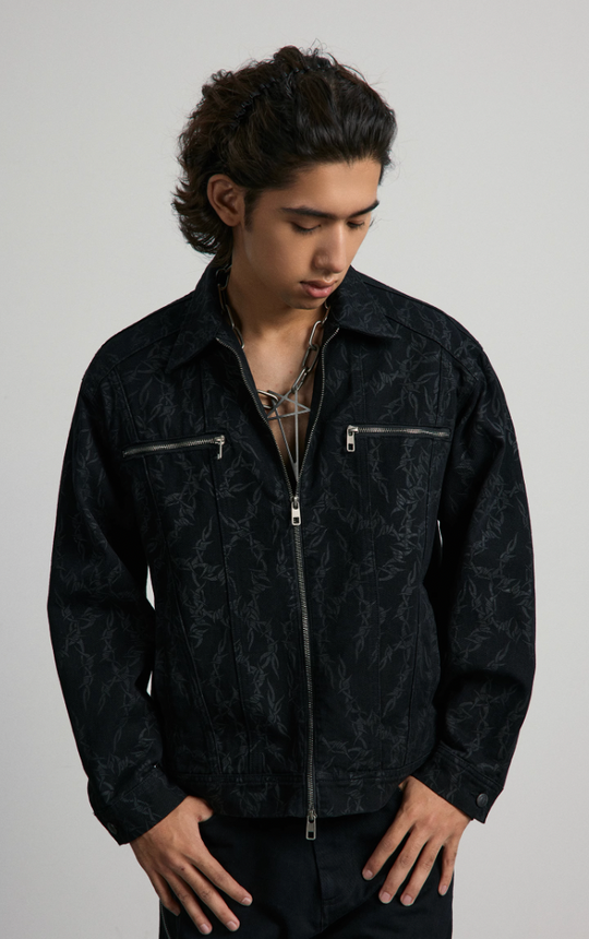 ANTIDOTE Embroidered Thorn Denim Jacket