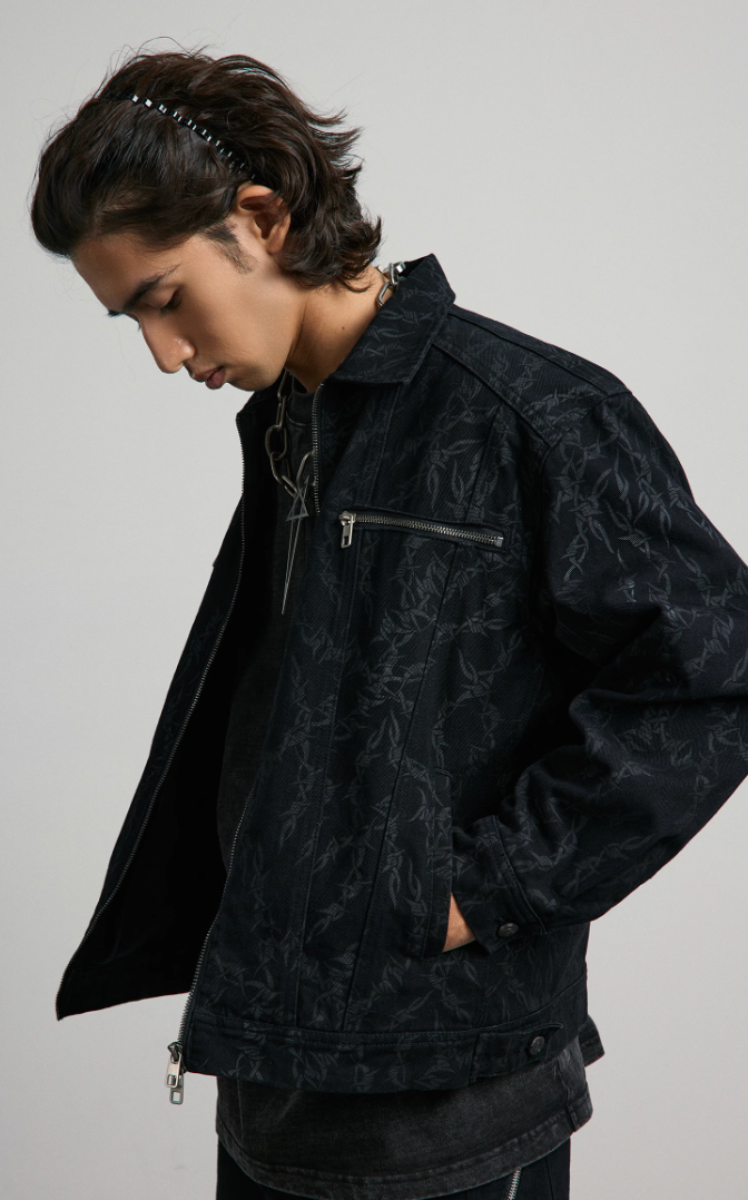 ANTIDOTE Embroidered Thorn Denim Jacket