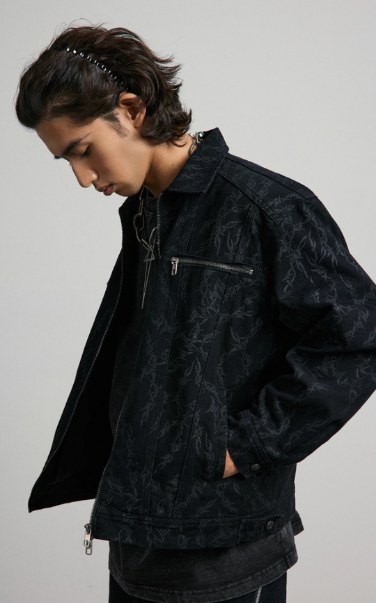 ANTIDOTE Embroidered Thorn Denim Jacket