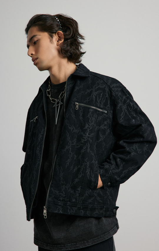 ANTIDOTE Embroidered Thorn Denim Jacket