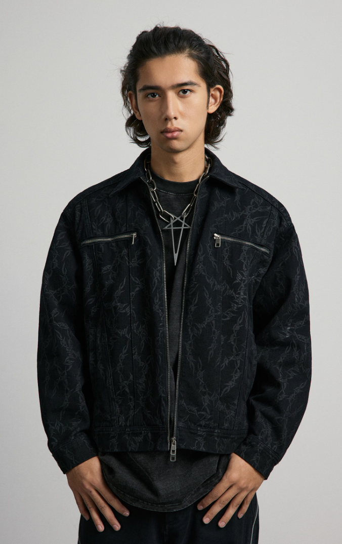 ANTIDOTE Embroidered Thorn Denim Jacket