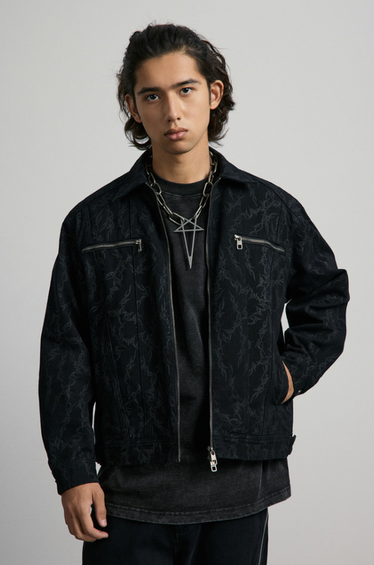 ANTIDOTE Embroidered Thorn Denim Jacket