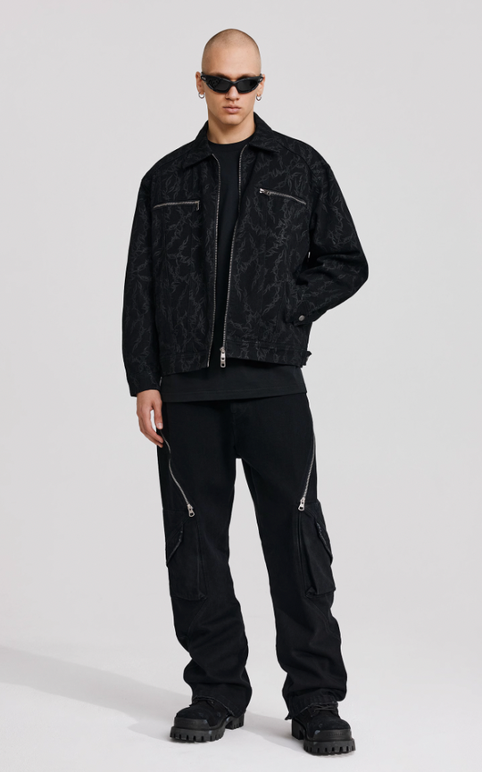 ANTIDOTE Embroidered Thorn Denim Jacket