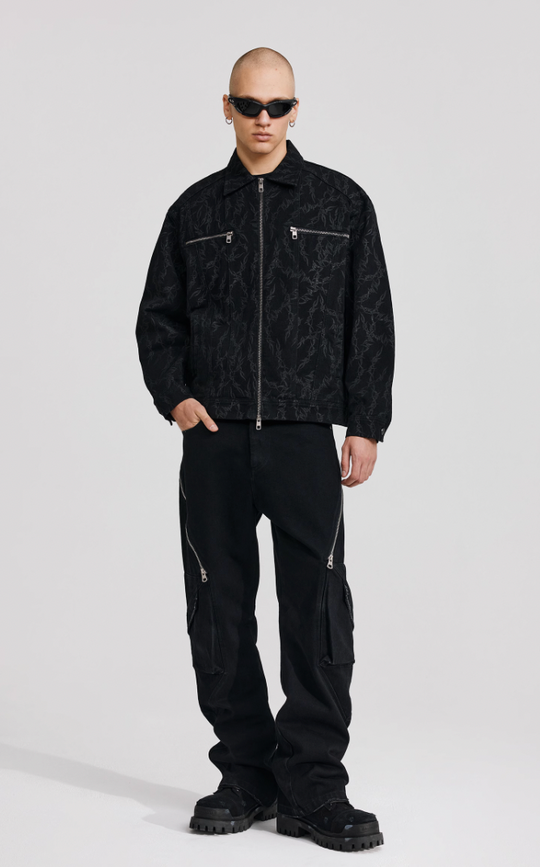 ANTIDOTE Embroidered Thorn Denim Jacket