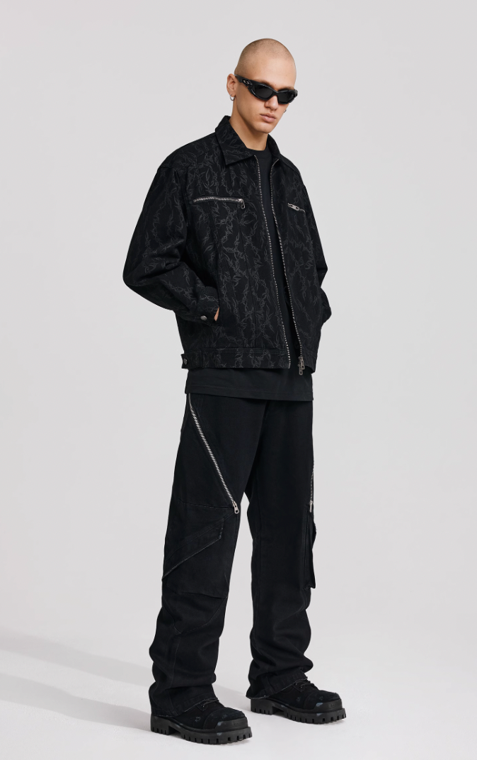 ANTIDOTE Embroidered Thorn Denim Jacket