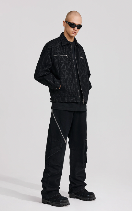 ANTIDOTE Embroidered Thorn Denim Jacket