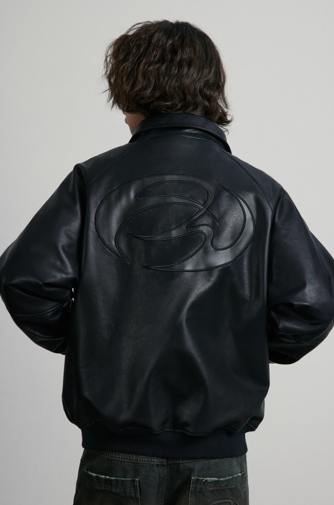 ANTIDOTE Zipper Embossed Embroidered Leather Jacket
