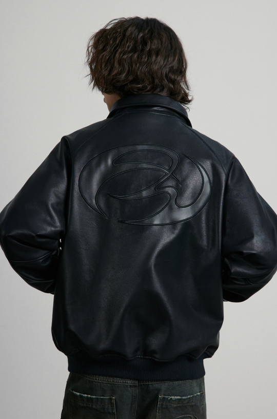 ANTIDOTE Zipper Embossed Embroidered Leather Jacket