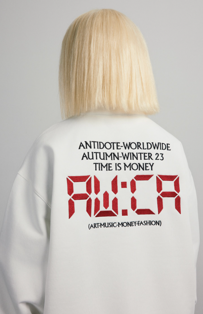 ANTIDOTE Half Zipper Embroidered Sweatshirt