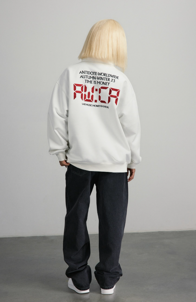 ANTIDOTE Half Zipper Embroidered Sweatshirt