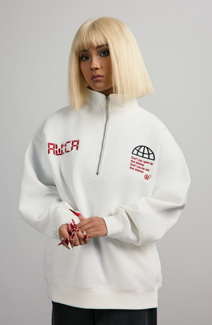 ANTIDOTE Half Zipper Embroidered Sweatshirt