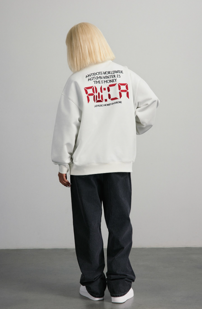 ANTIDOTE Half Zipper Embroidered Sweatshirt