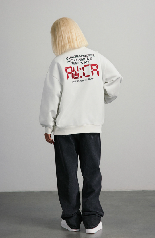 ANTIDOTE Half Zipper Embroidered Sweatshirt