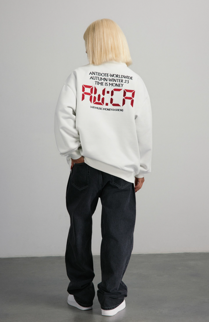 ANTIDOTE Half Zipper Embroidered Sweatshirt