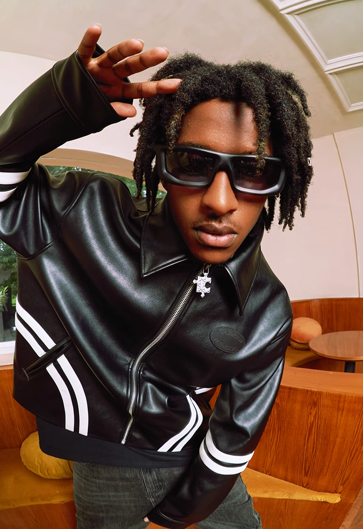 YADcrew Patchwork PU Leather Biker Jacket