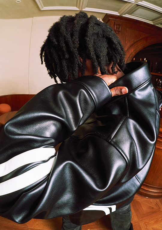 YADcrew Patchwork PU Leather Biker Jacket