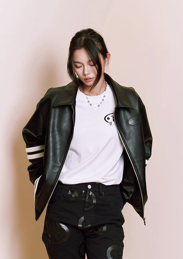 YADcrew Patchwork PU Leather Biker Jacket