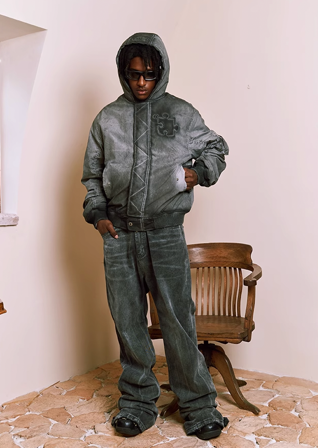YADcrew Jigsaw 3D Wash Hooded MA-1 Jacket