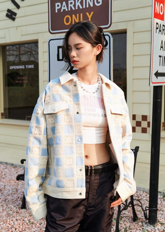 YADcrew Palace Style Checkerboard Jacket