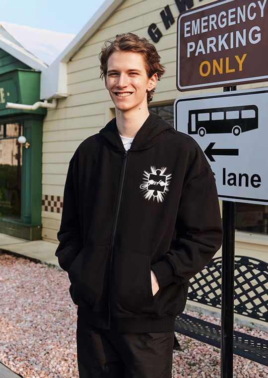 YADcrew Radiance Jigsaw Zipper Hoodie