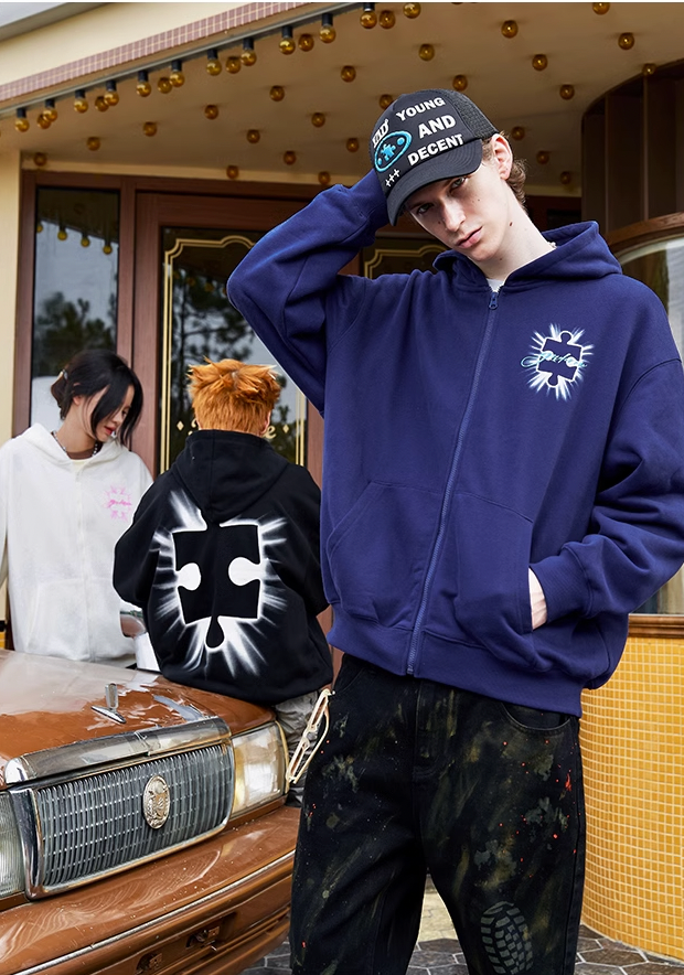 YADcrew Radiance Jigsaw Zipper Hoodie